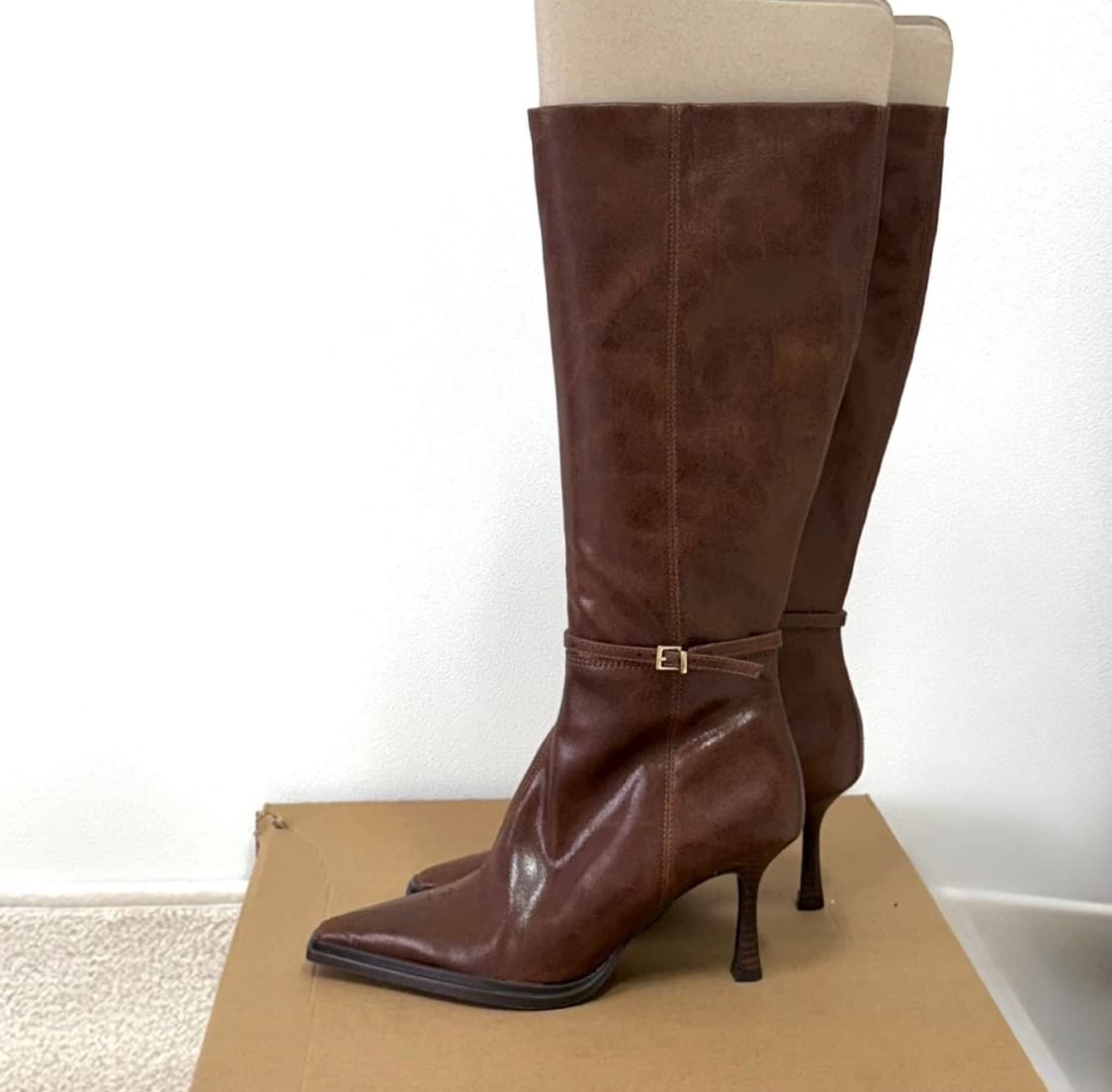 [ 새상품 ] Zara 천연 소가죽 스틸레토 롱부츠   상품이미지3