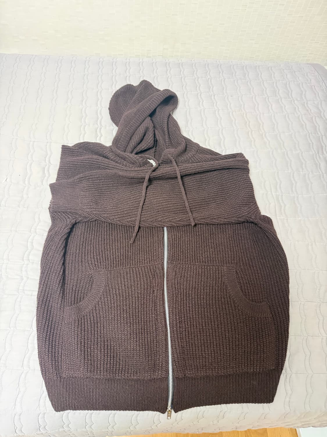 애프터프레이 니트 후디 집업 브라운 L 상품이미지6