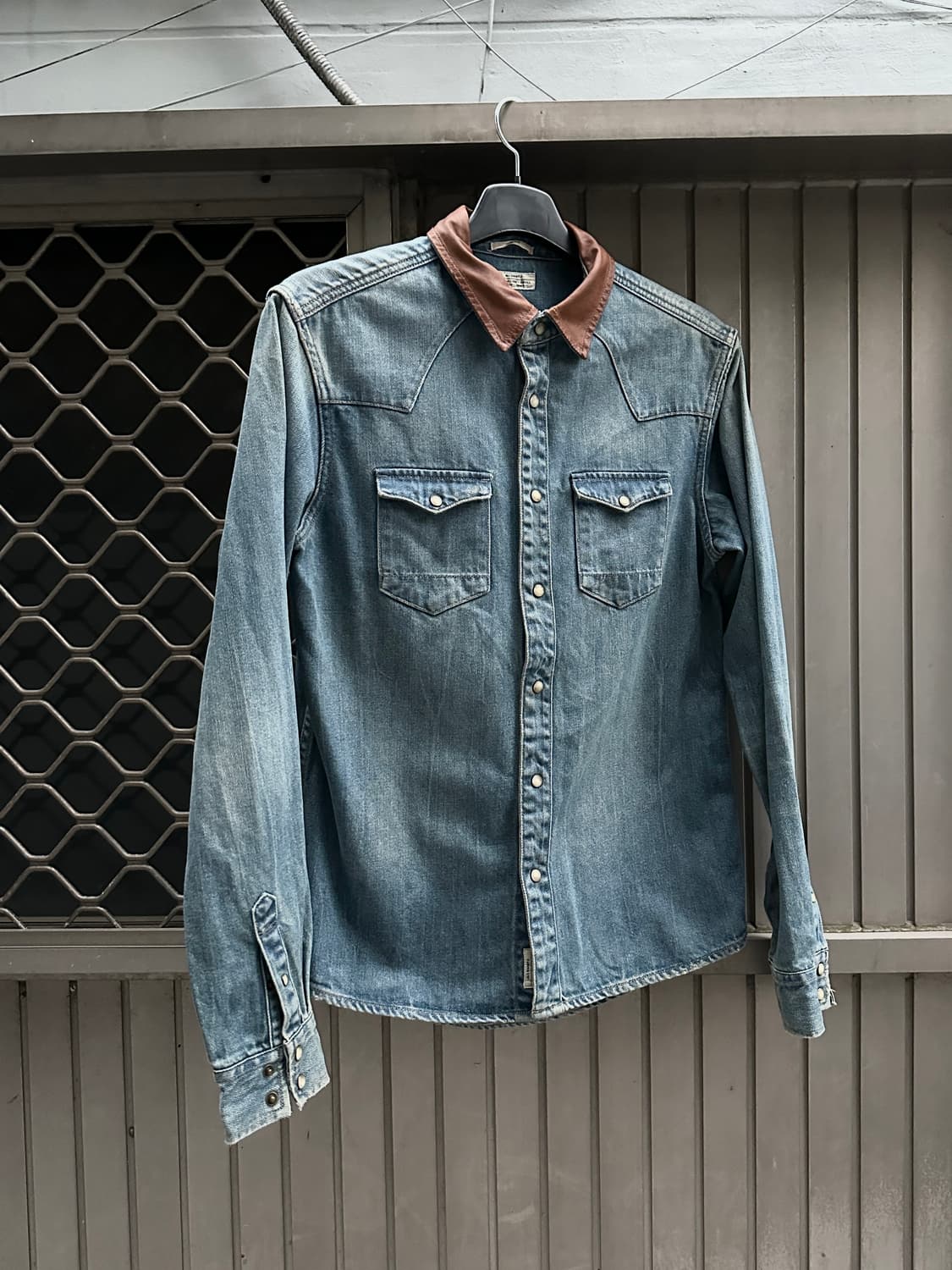 All Saints western leather denim shirts 상품이미지1