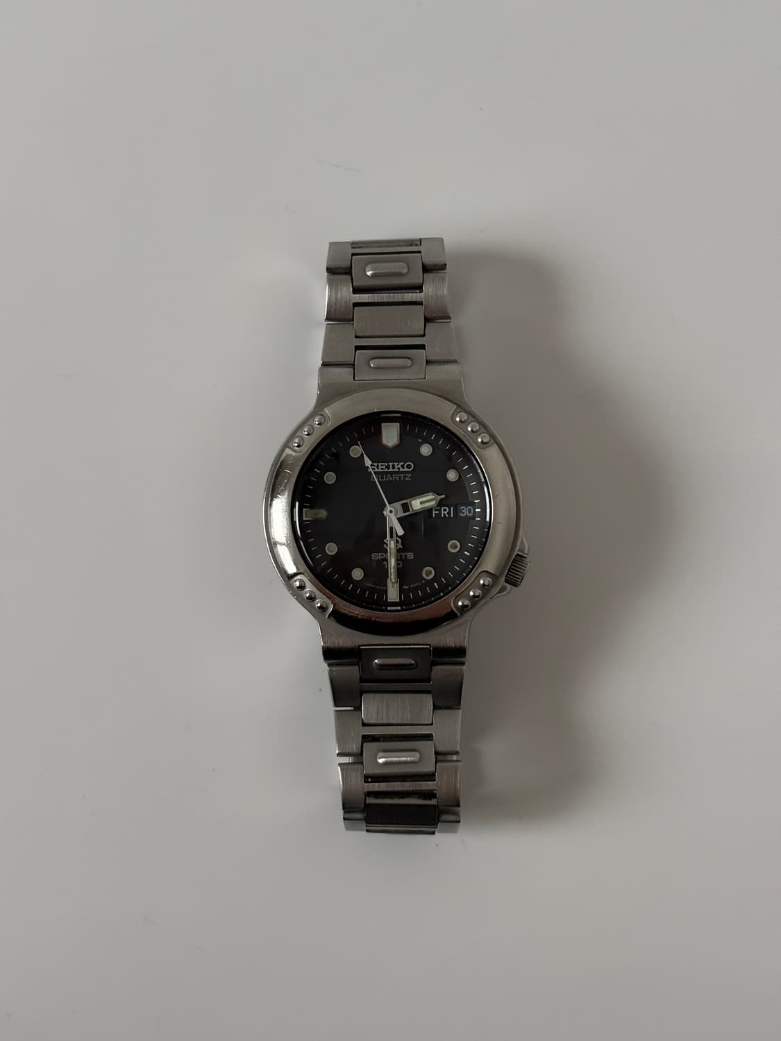 1980년대 SQ Sports 블랙 다이얼 실버 쿼츠 남성 상품이미지4