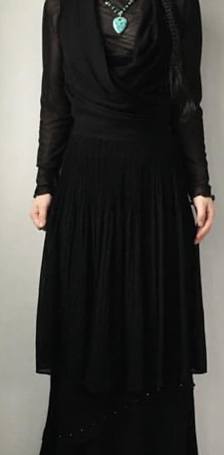 블랙 드레이프 플리츠 원피스 드레스 상품이미지2