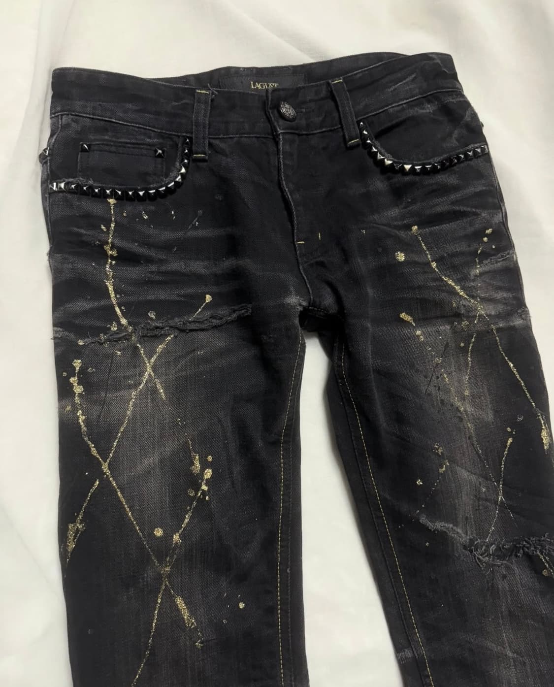 LAGUST V- kei Style Washing Denim Jeans 상품이미지3