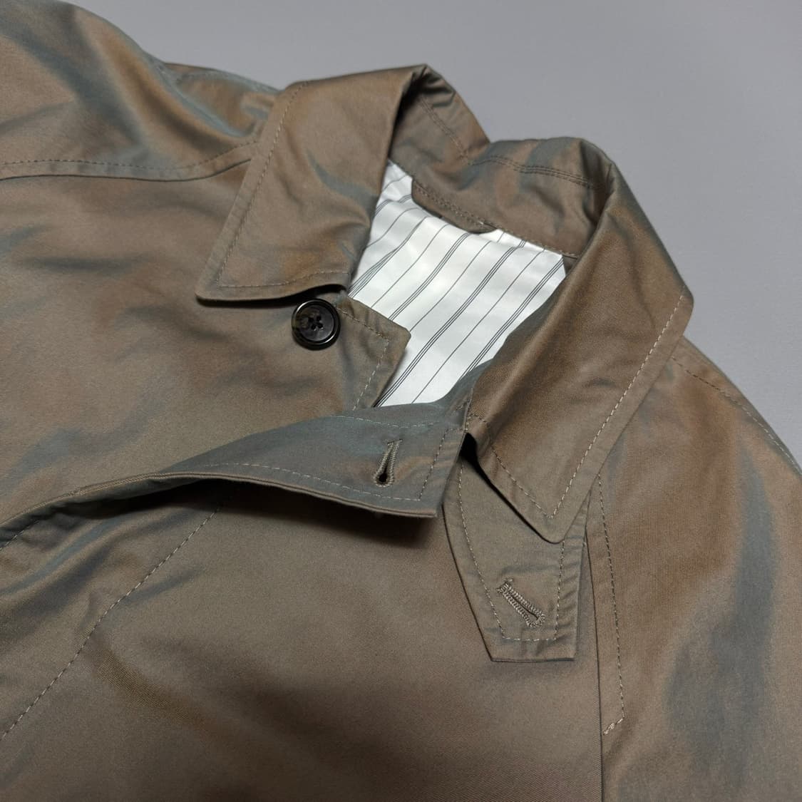 빔즈(BEAMS) 베이지컬러 스텐칼라넥 코튼 혼방 벨티드 래글런 코트 상품이미지4