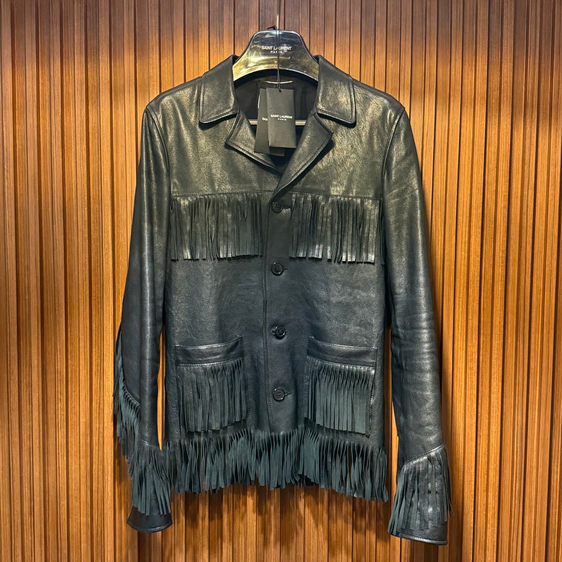 생로랑 레더 프린지 자켓 44size 상품이미지1