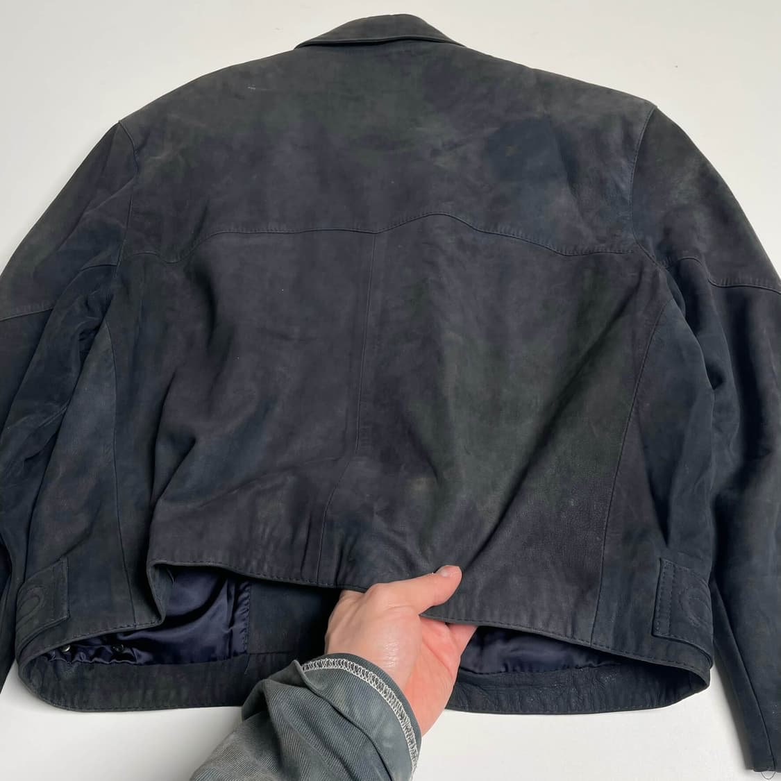 Robert comstock 스티치 링 레더 봄버 상품이미지6