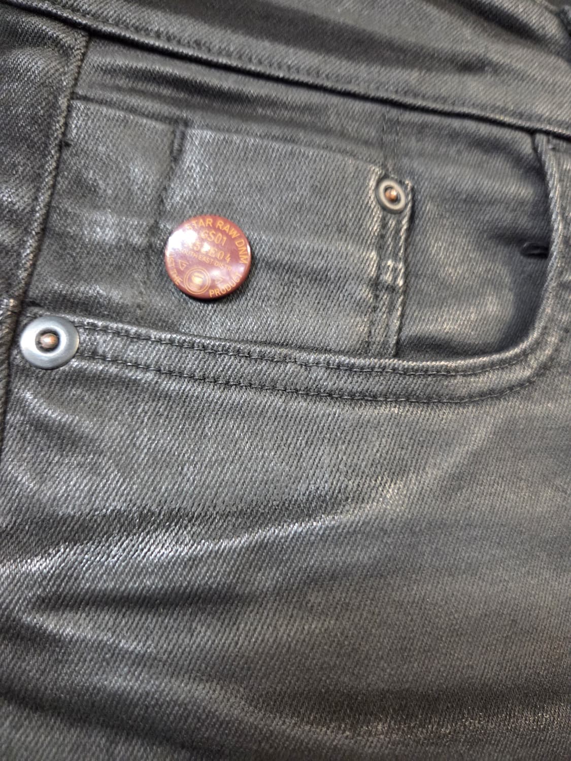 G-STAR 블랙 코팅진 데님 팬츠((W26/L32) 상품이미지3