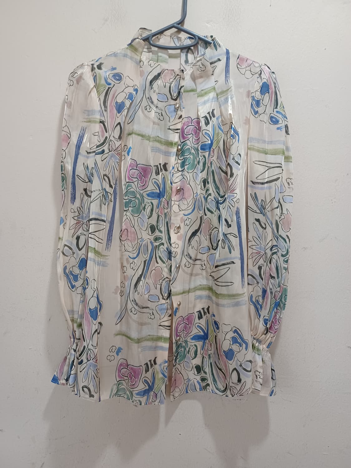 THE IZZAT COLLECTION 연베이지색 오간자 블라우스  상품이미지1