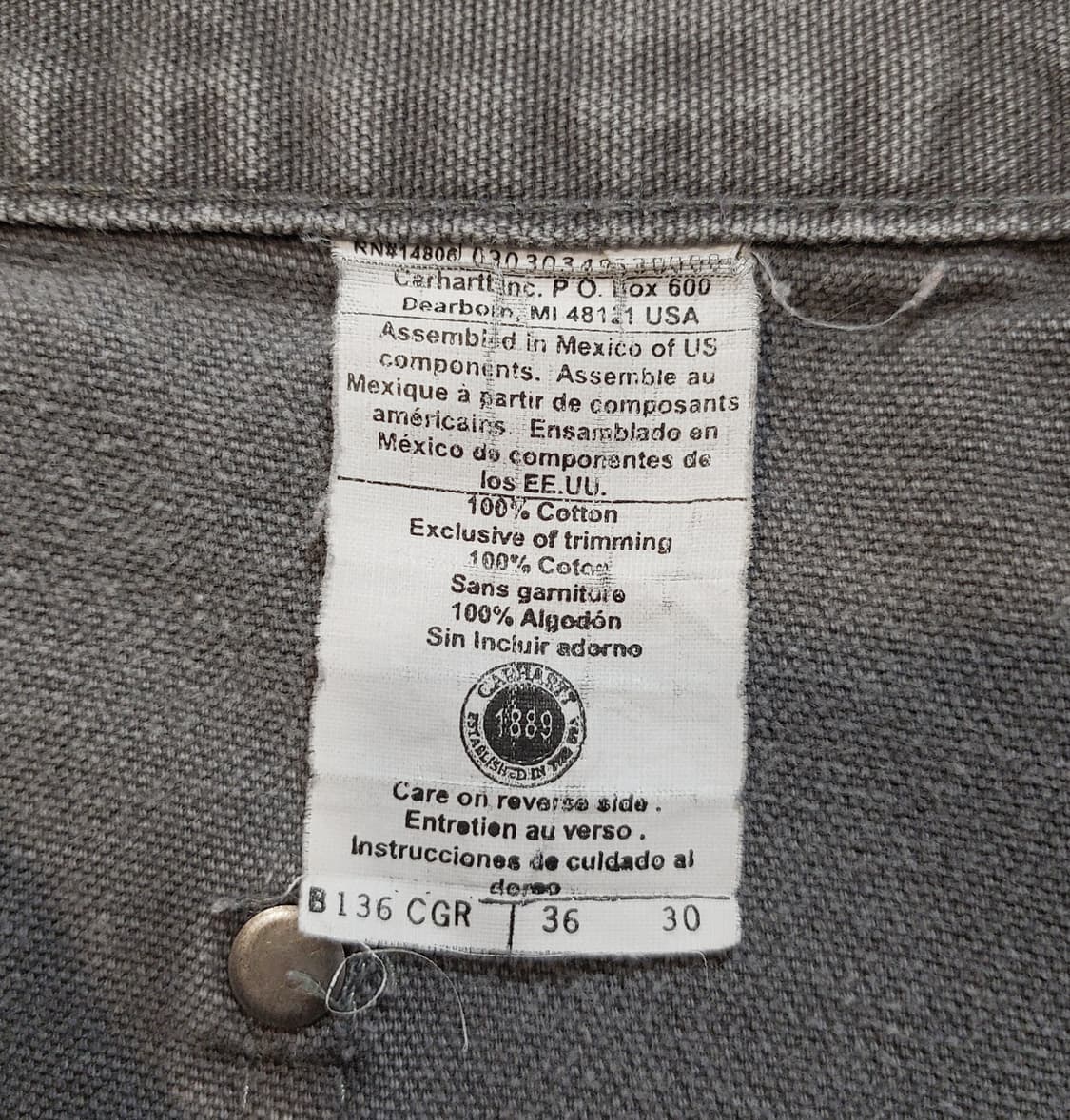 칼하트 더블니 b136 cgr 그레이 36 (32~34) 상품이미지8