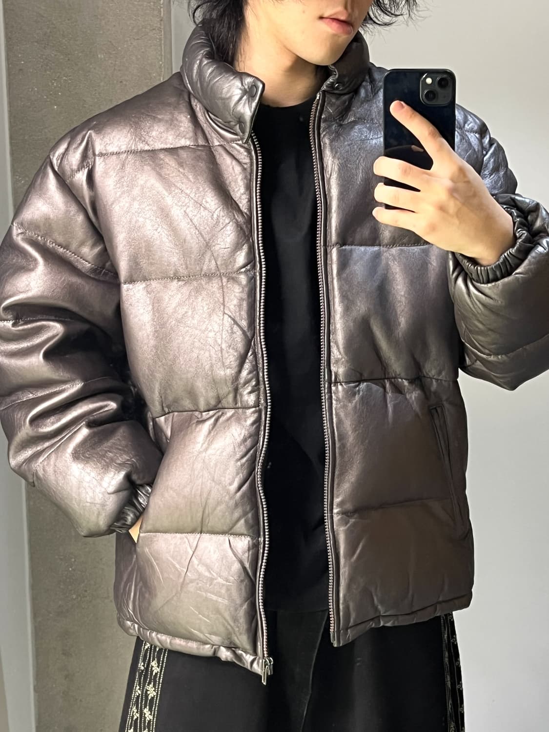 윈드아머 90's 메탈리카 레더 다운 상품이미지4