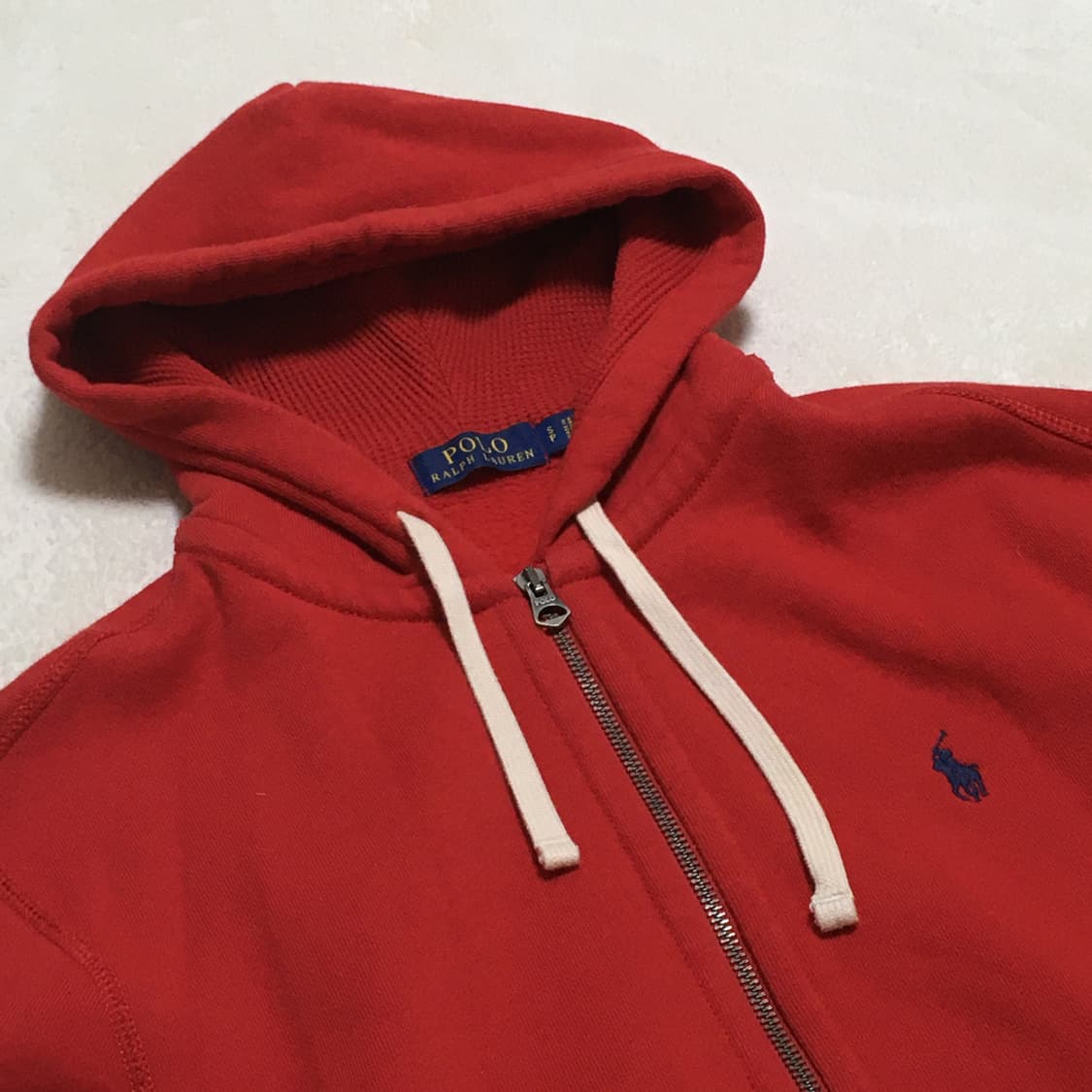폴로 레드 버건디 기모 와플 후드집업 상품이미지2