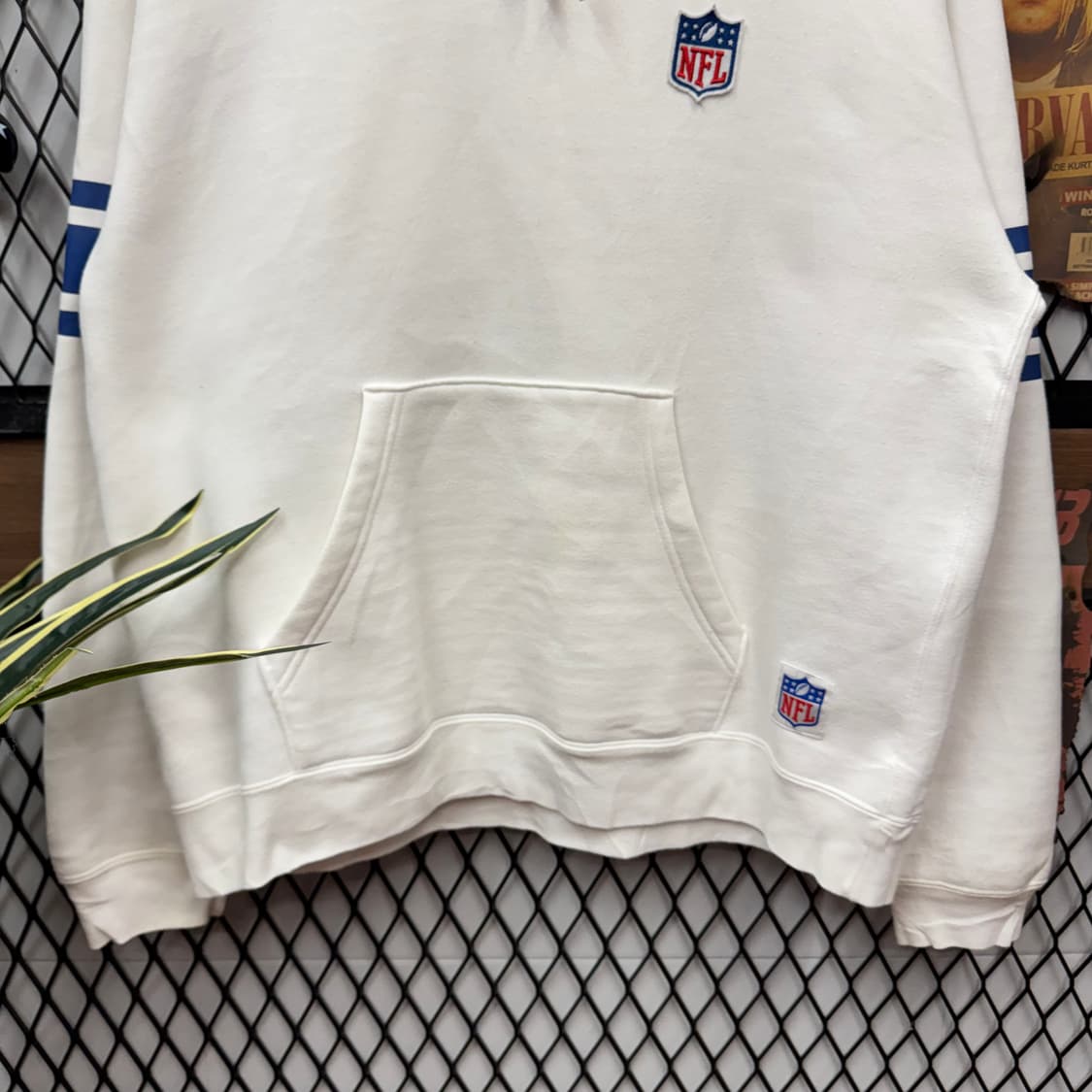00s 아비렉스 X NFL 후드티 후면 빅로고 포인트 화이트 상품이미지4