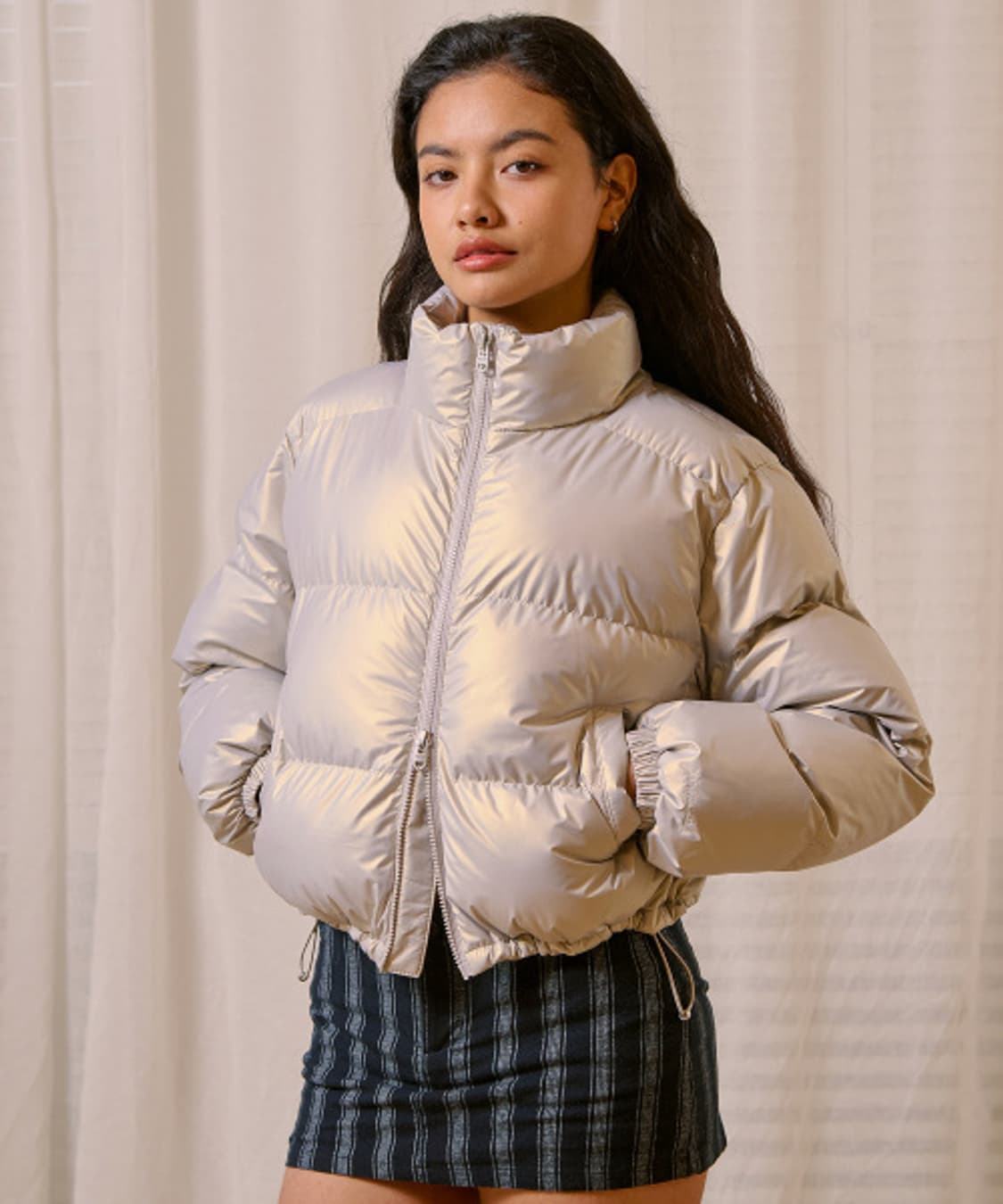 비터셀즈 글로시 크롭 푸퍼 자켓 숏패딩 상품이미지1