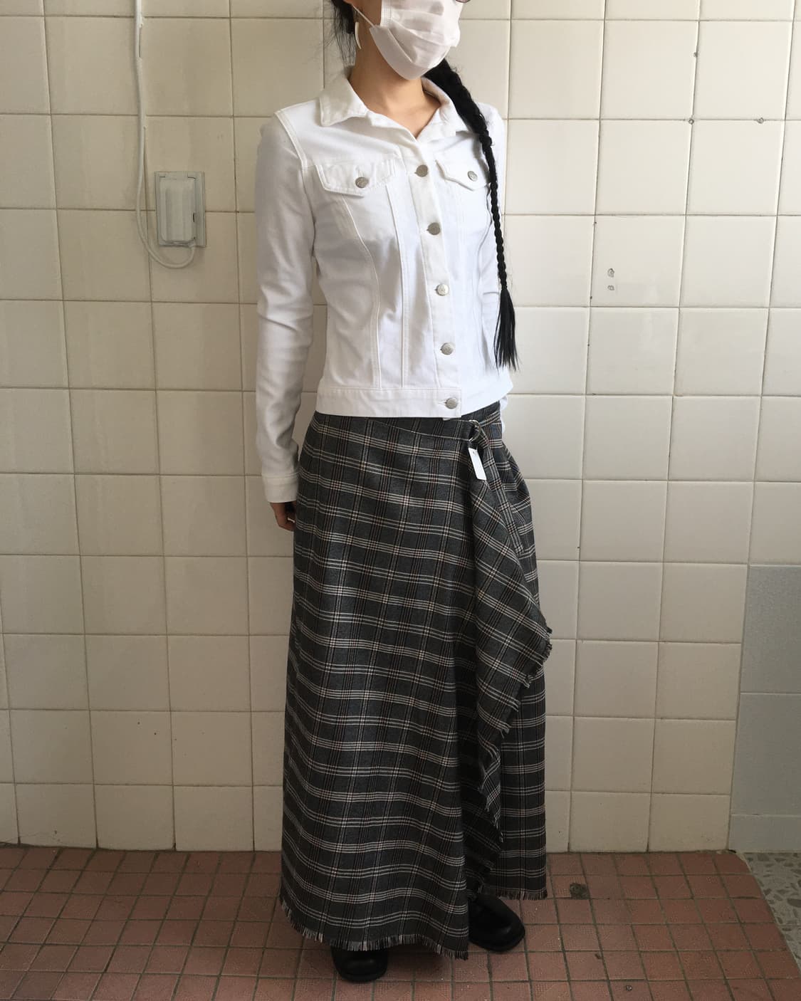 Unbalanced check pattern wrap skirt 상품이미지8