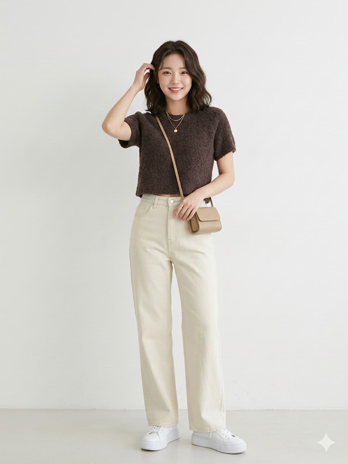 KNITLY 니틀리 울 혼방 부클 반팔 니트 상품이미지1