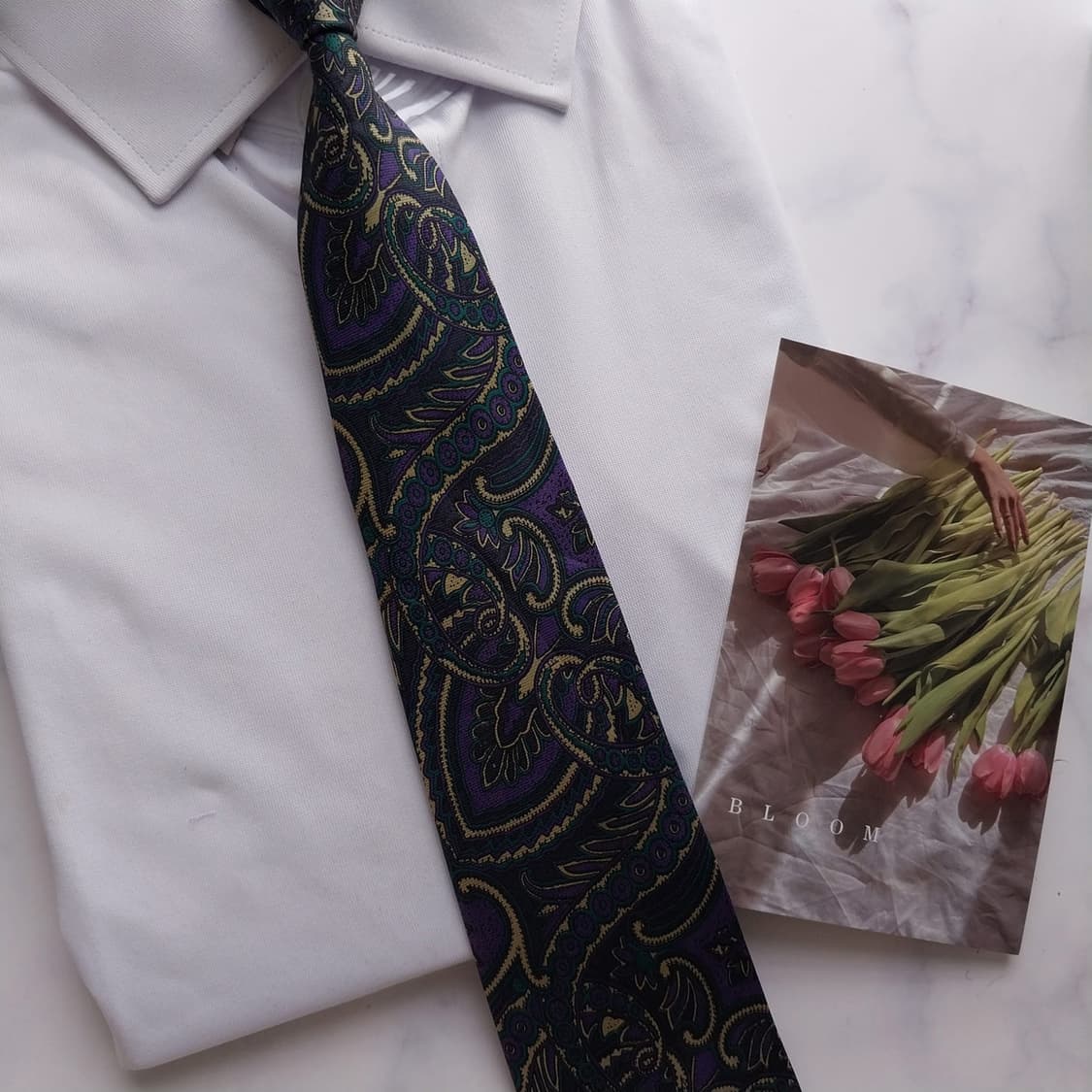 아쿠아스큐텀 실크 퍼플 페이즐리 넥타이 8.3cm A+등급 K1145
 상품이미지8