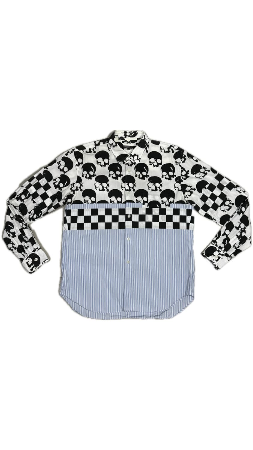 2010 꼼데가르송 해골 폭탄 체크 스트라이프 셔츠 상품이미지1