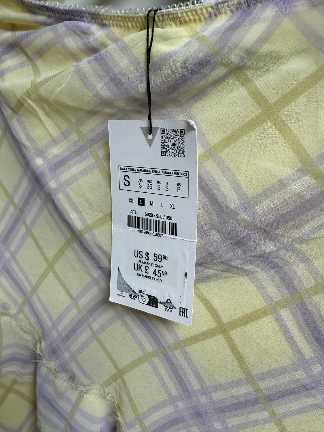 [택o 새상품] 자라 프릴 언밸런스 체크 패턴 스커트 S 상품이미지4