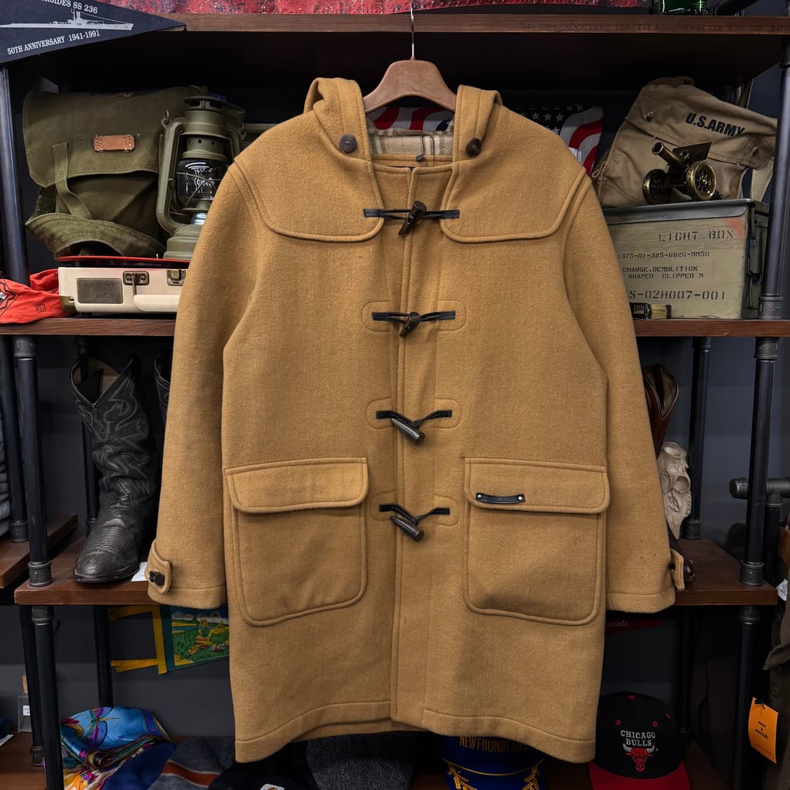 90s 폴로 랄프로렌 체크 라이닝 후디 떡볶이더플 코트 polo 상품이미지1