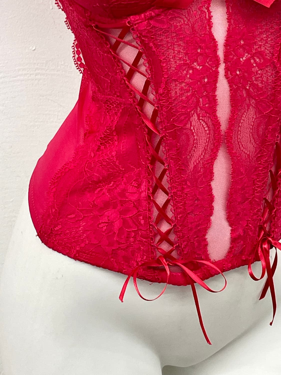 에블린 레드 아일렛 자수 코르셋 상품이미지3