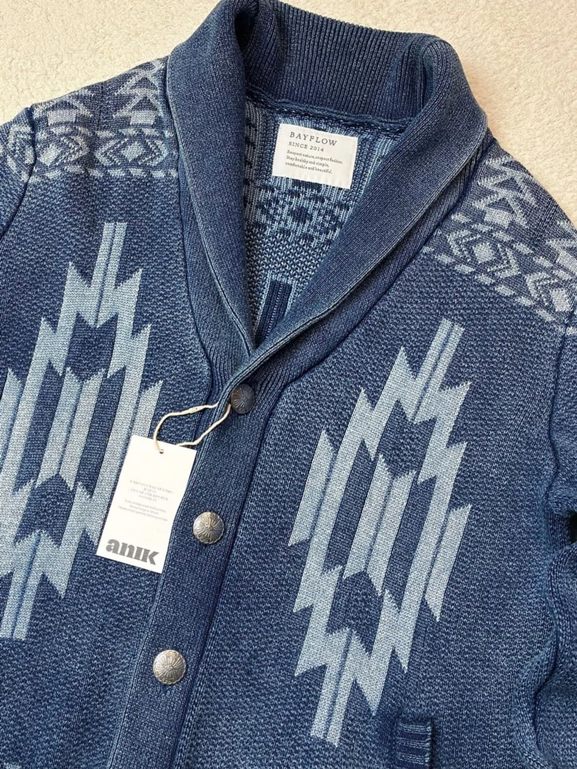 베이플로우 가먼트워싱 나바호 숄카라 니트 가디건 PN6089 상품이미지3