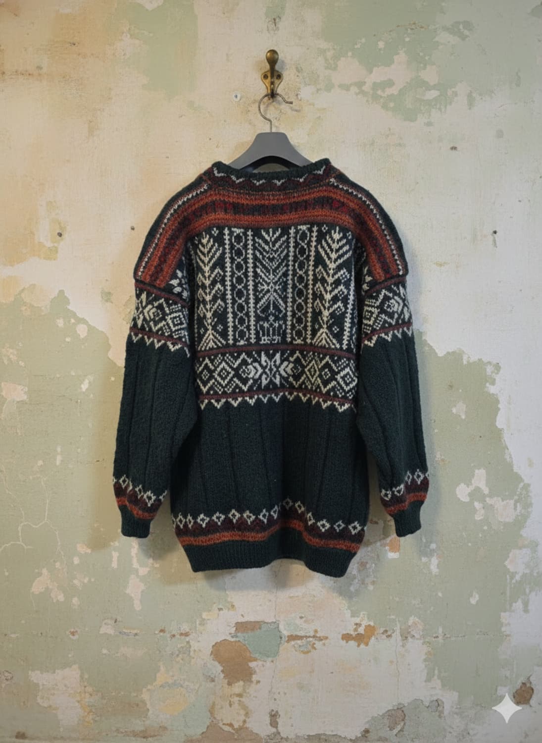 패턴 빈티지 니트 울 스웨터 2XL/Free 상품이미지2