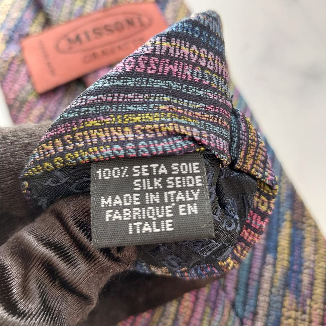 미쏘니 실크 멀티컬러 이니셜 자카드 넥타이 9.6cm A+등급 K1646 상품이미지10