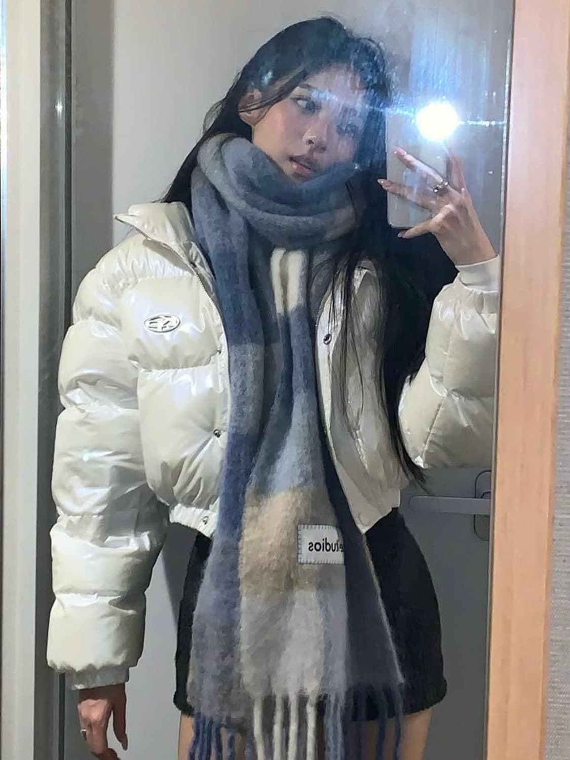 카키포인트패딩Metal Symbol Glossy Padded Jacket 상품이미지2