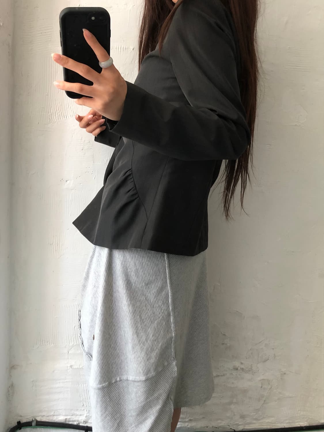 Y’s 요지야마모토 차콜 디테일 울 숏 자켓 상품이미지2