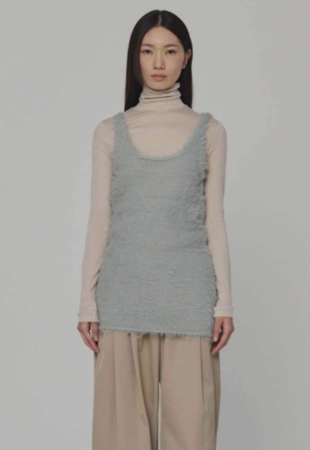 아모멘토 Shaggy Kint Dress Light Mint 상품이미지1