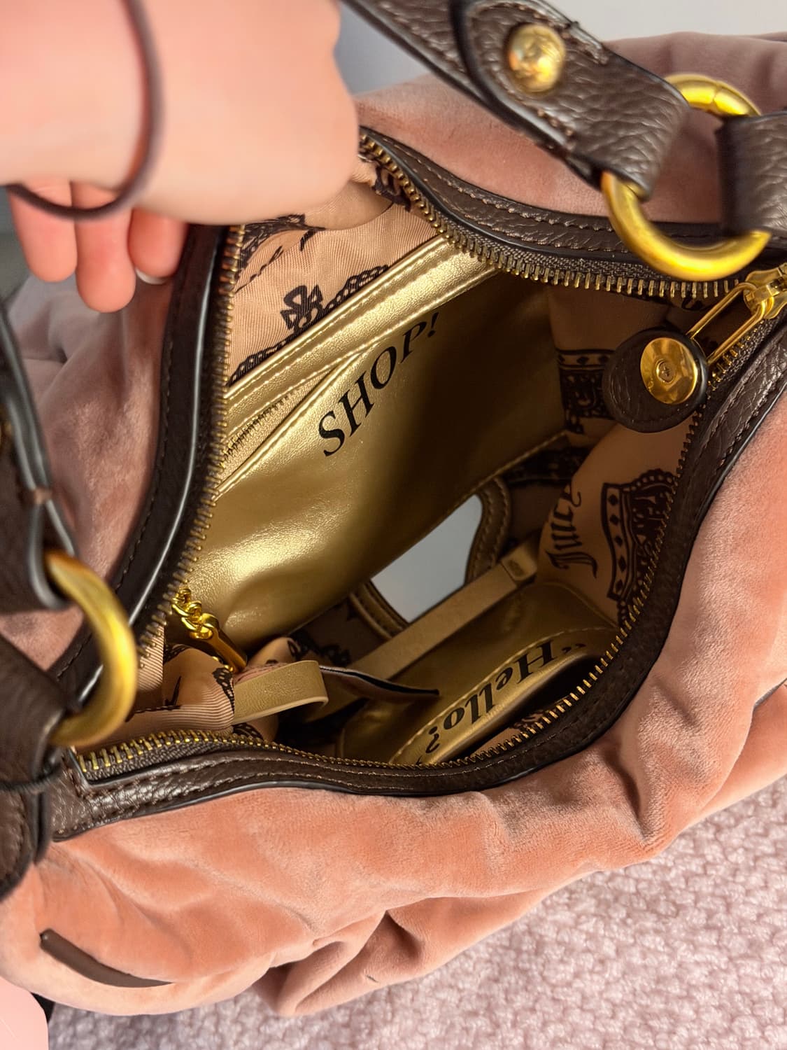 쥬시꾸뛰르 스코티독 벨벳 호보백 갸루 빈티지 상품이미지4