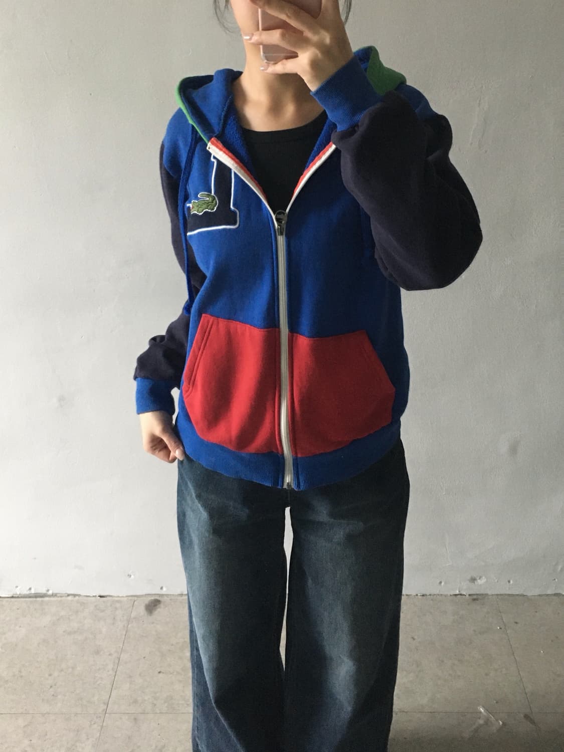 라코스테 배색 후드집업 상품이미지1