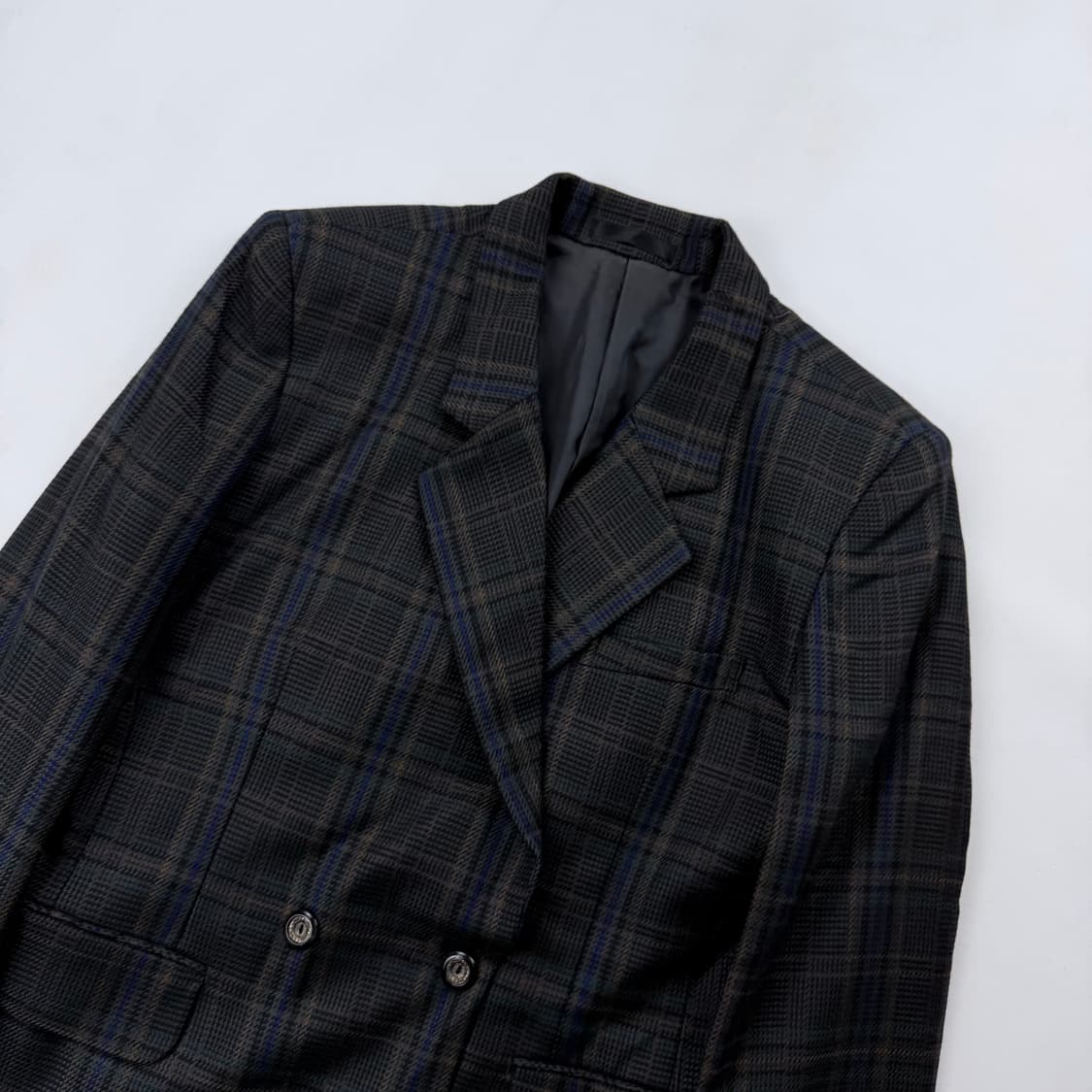 90s 버버리 더블 블레스트 체크 자켓 상품이미지2