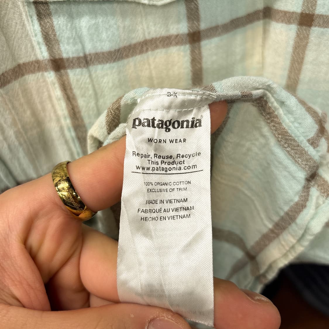 파타고니아 오가닉코튼 그라데이션 체크 시어서커 반팔셔츠 N1247 상품이미지9