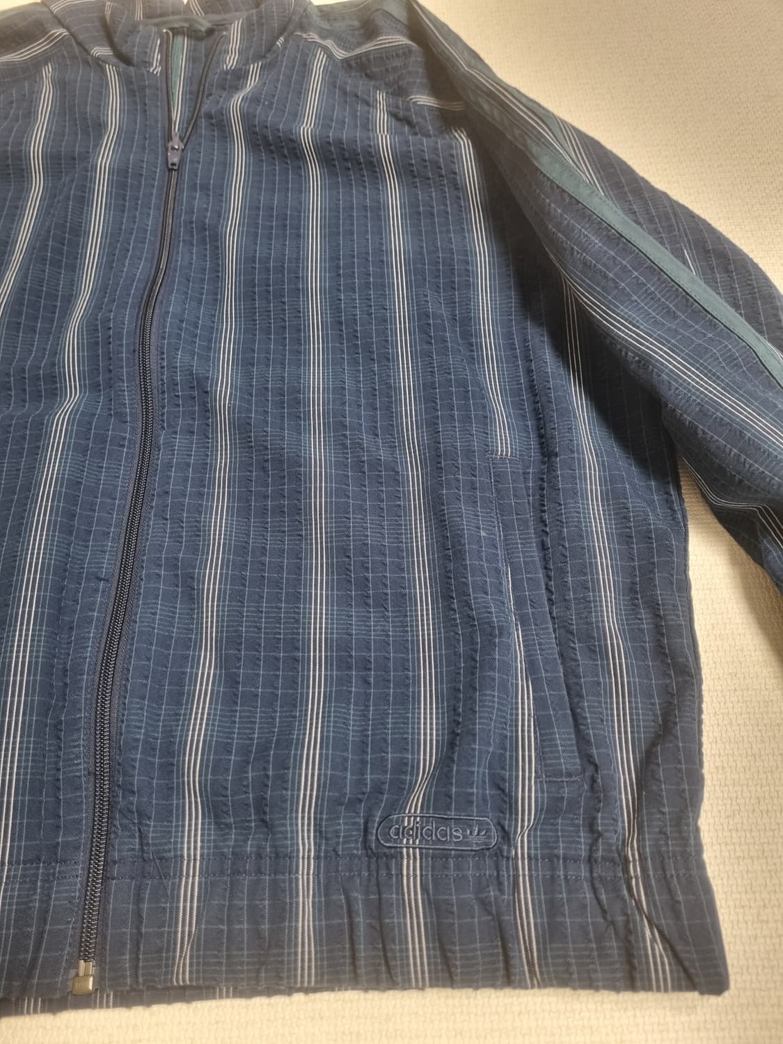 아디다스 네이비 체크 3선 트랙 자켓 L사이즈 상품이미지3