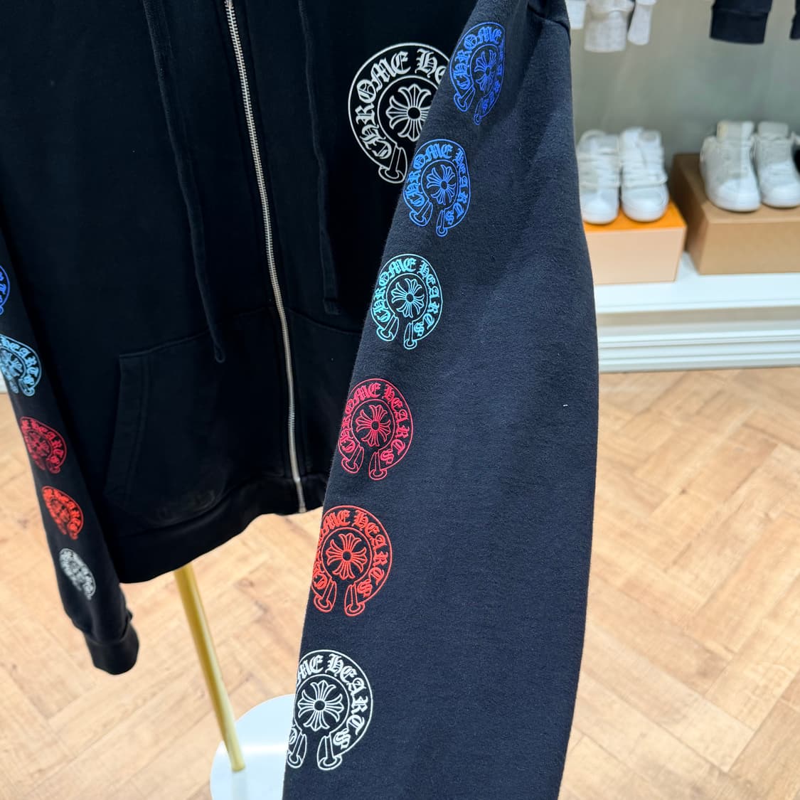 M사이즈 / 크롬하츠 홀스슈 멀티컬러 후드집업 블랙 상품이미지2