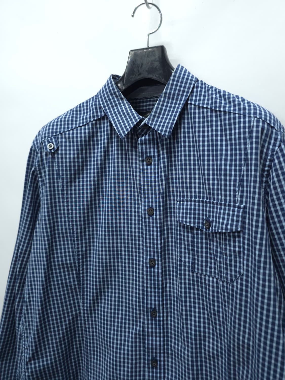 캘빈클라인 진 견장 디테일 블루 체크 셔츠 (105~110) 상품이미지2