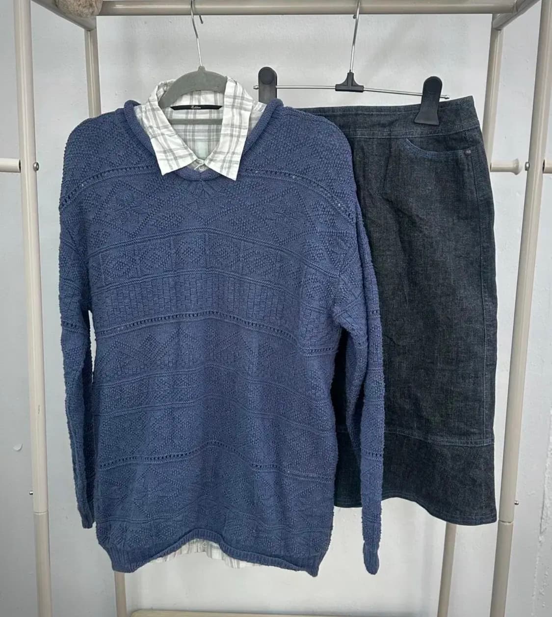 ❄️스즈코 레이어드 코디세트 ❄️셔크셔츠 겨울 니트 미디스커트 그런지 상품이미지9