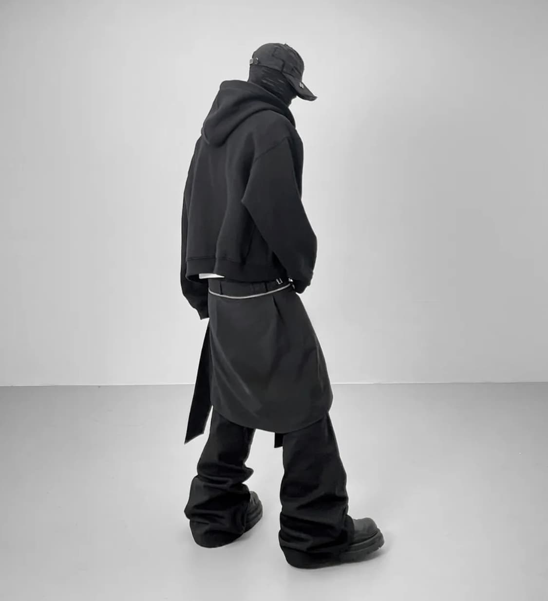 로어링라드 셔츠 지퍼 플레어 팬츠 블랙 M size 상품이미지3