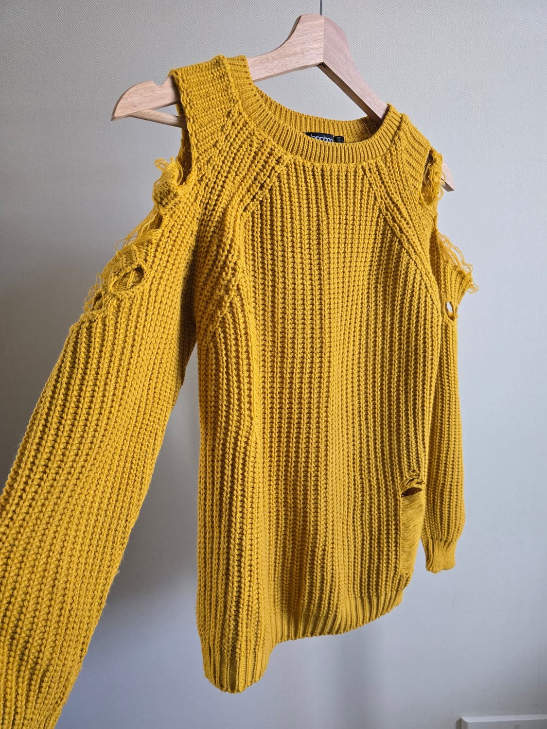 Boohoo Distressed Knit (Mustard Yellow) 상품이미지4