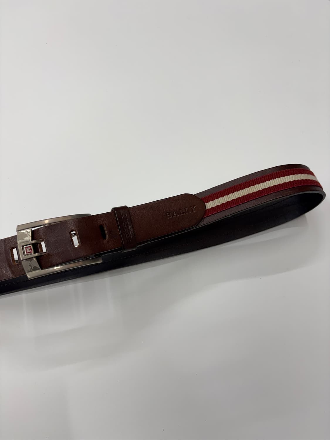 BALLY 스트라이프 레더 벨트 상품이미지6