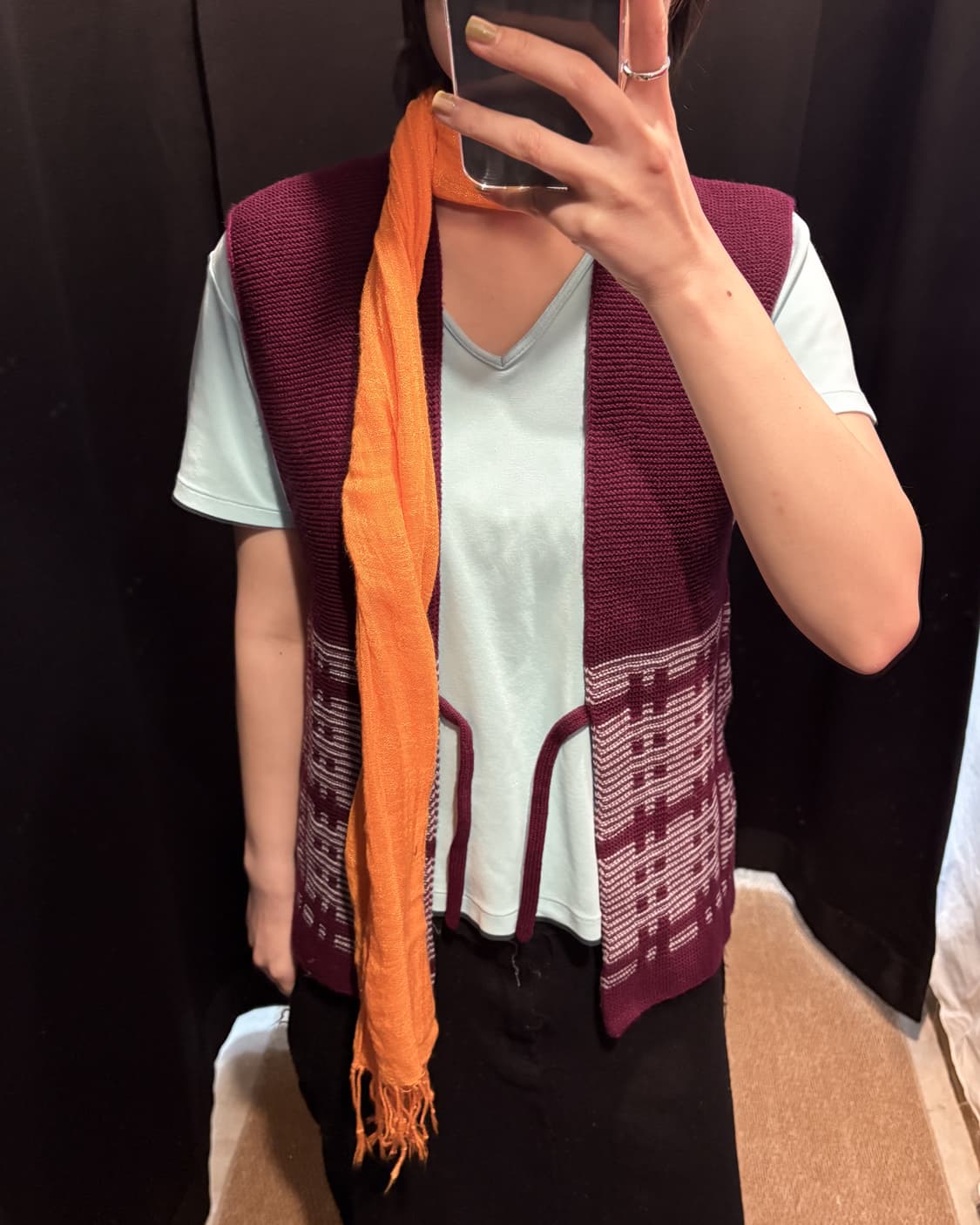 Purple Fair Isle Knit Vest 상품이미지1