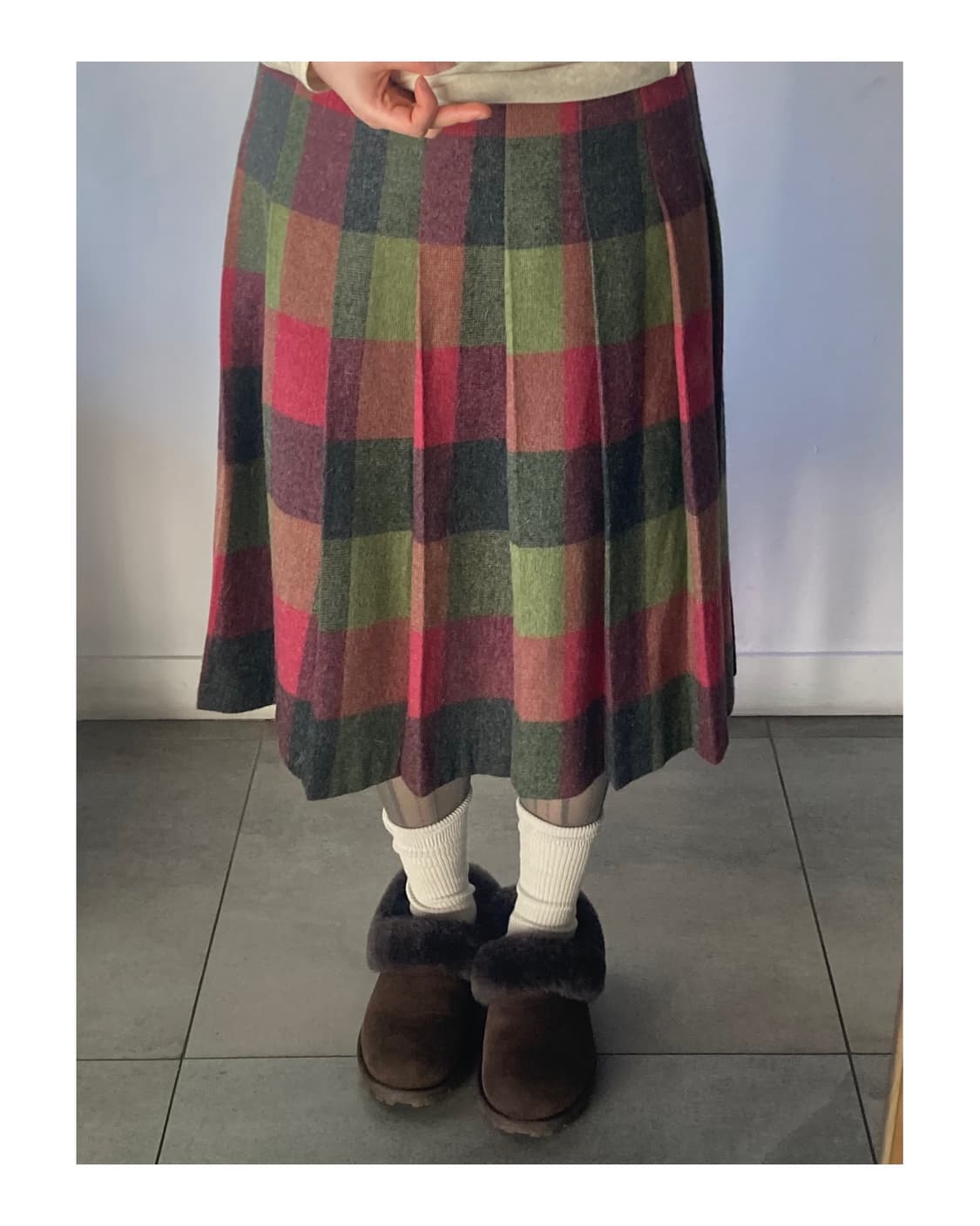 일본빈티지 울 체크 플리프스커트 상품이미지2