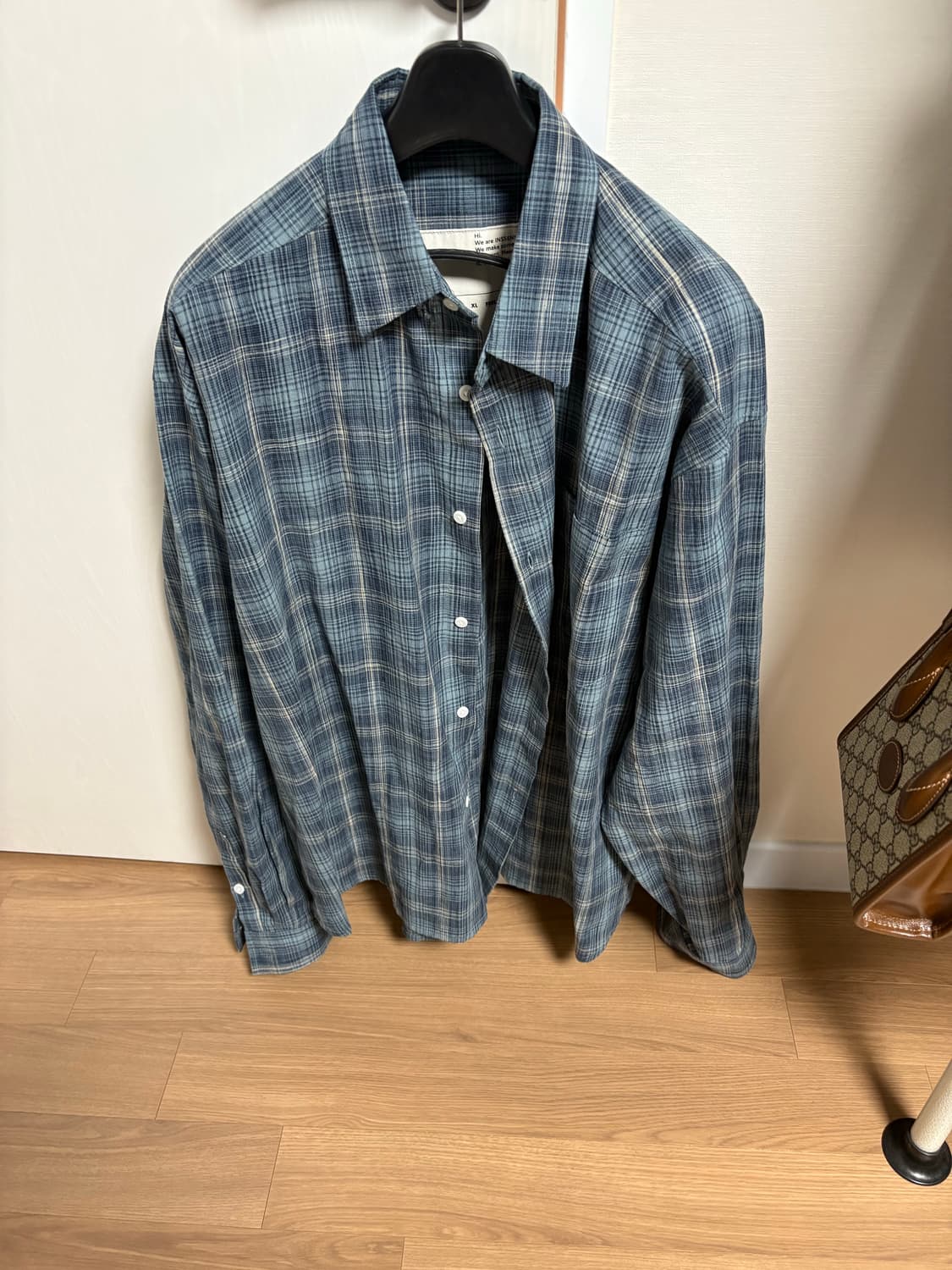 Inssense(인센스)/ 린넨 블루체크셔츠 IW-046/ Onesize 상품이미지3