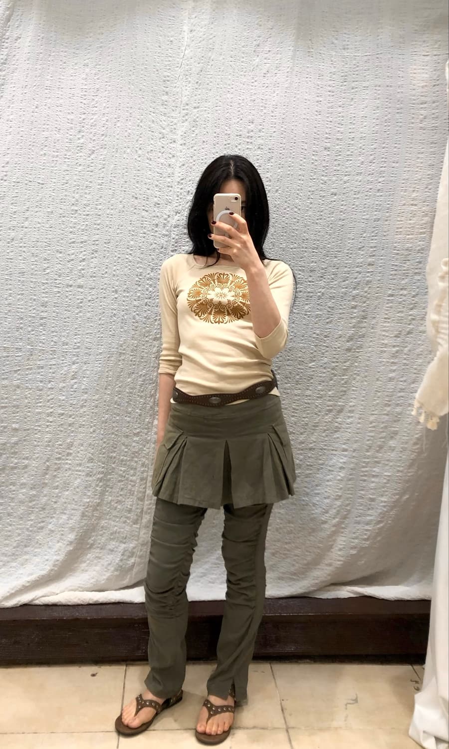 Khaki shirring leggings 상품이미지6