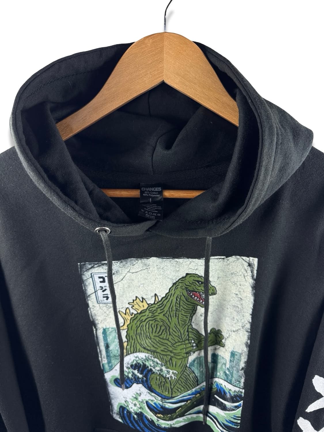 JPN 고질라 쓰나미 그래픽 블랙후디1958 상품이미지3