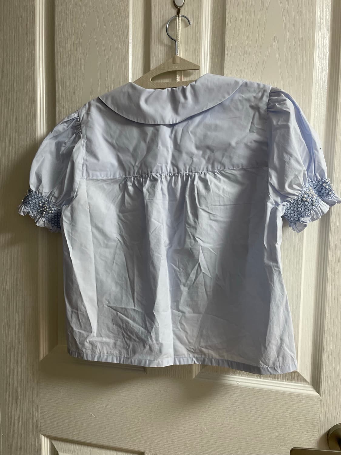 플레따 펄 리본 블라우스, 스커트 M사이즈 (블루) 상품이미지2