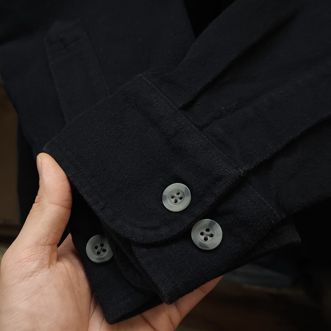 90s 빈티지 워크셔츠 샤모아 디어스킨 헤비코튼 빈티지 셔츠 블랙 M 상품이미지8