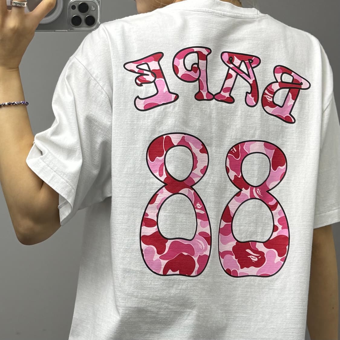 BAPE 베이프 베스킷볼 ABC 카모 화이트 반팔 티셔츠 상품이미지1
