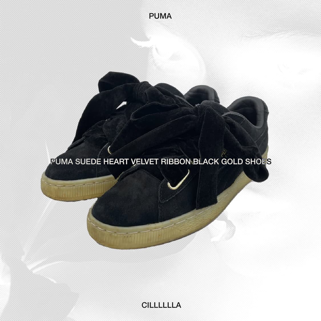 [245] PUMA SUEDE 퓨마스웨이드 하트 벨벳리본 블랙골드 슈즈 상품이미지1