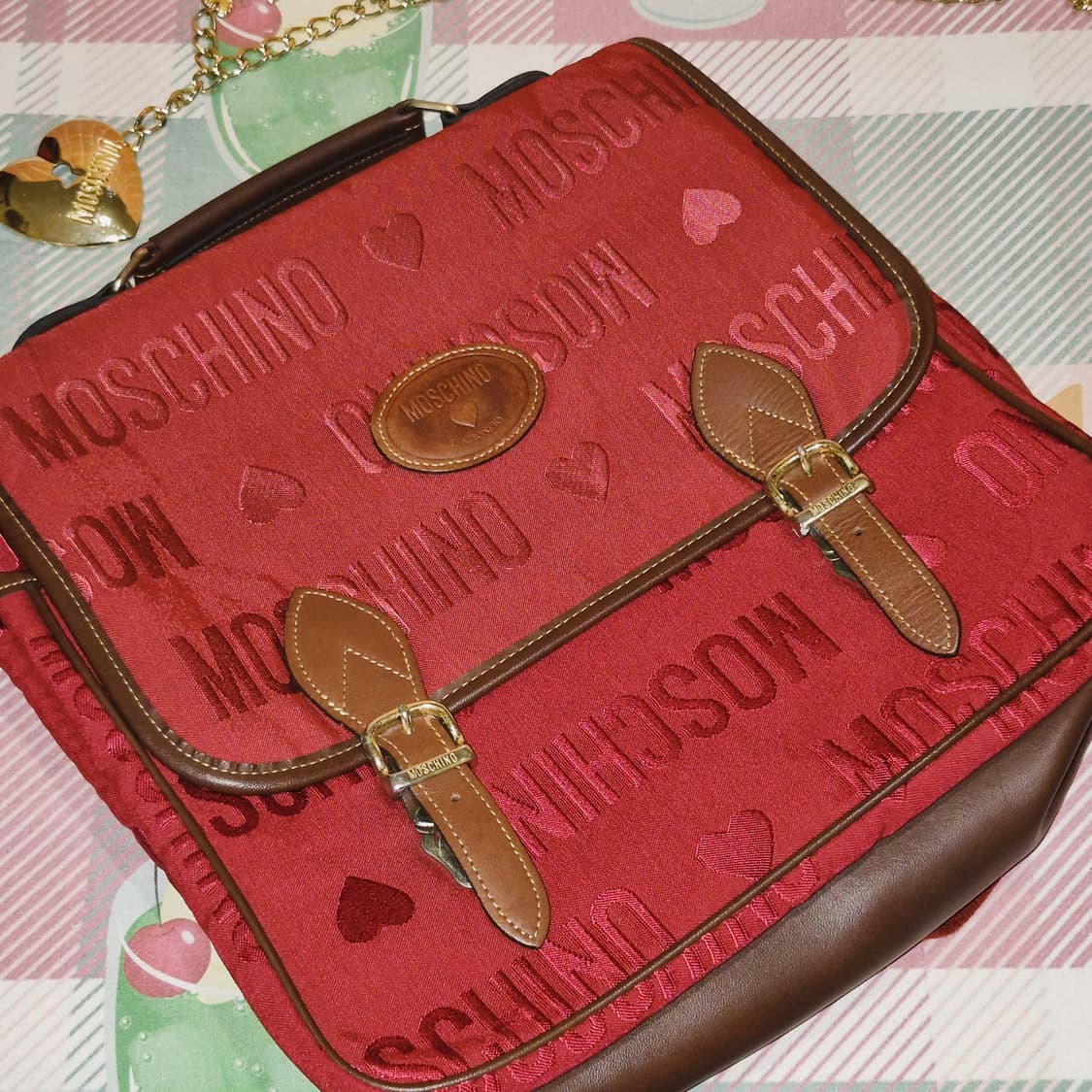 90s 이탈리아 모스키노 하트 벨트 레더 2way 백 상품이미지8